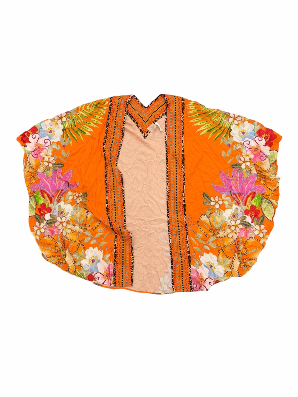 Sunshine 79 In a Trance Vibrant Orange Floral Kimono Cover-Up